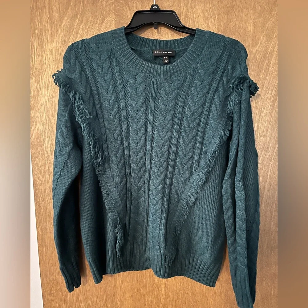 Lane Bryant Cable Knit Sweater with Fringe- Size 18/20 - Picture 1 of 3